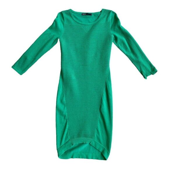 COPY - Karen Millen Womens Bodycon Knit Midi Dress Green Textured 3/4 Sleeve So… - Picture 2 of 11